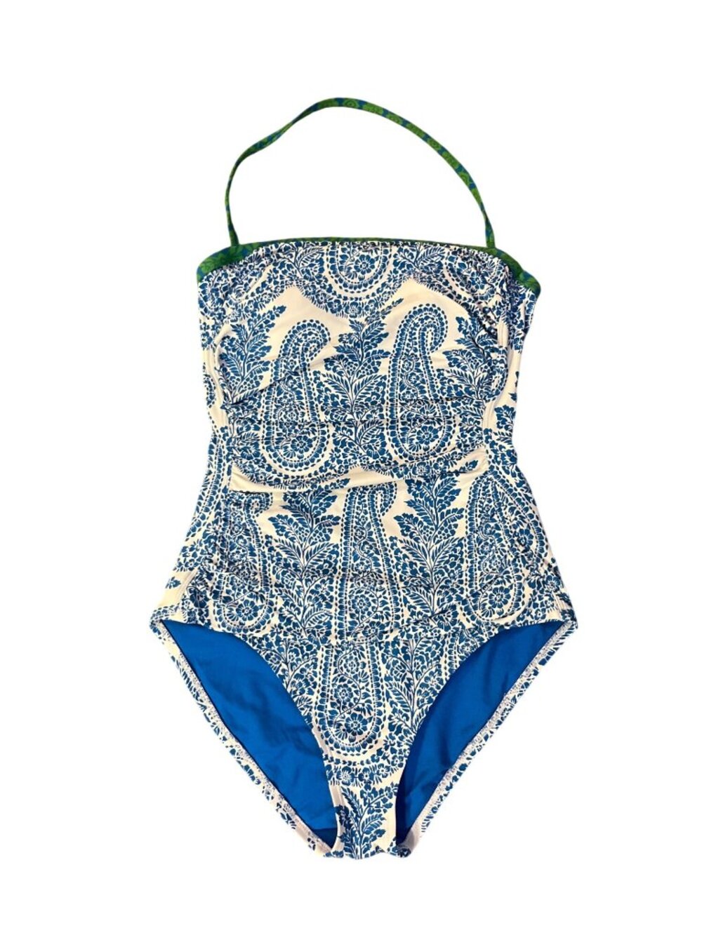 Tommy Bahama Womens 6 One Piece Swimsuit Blue White Paisley Halter Used - Picture 3 of 16